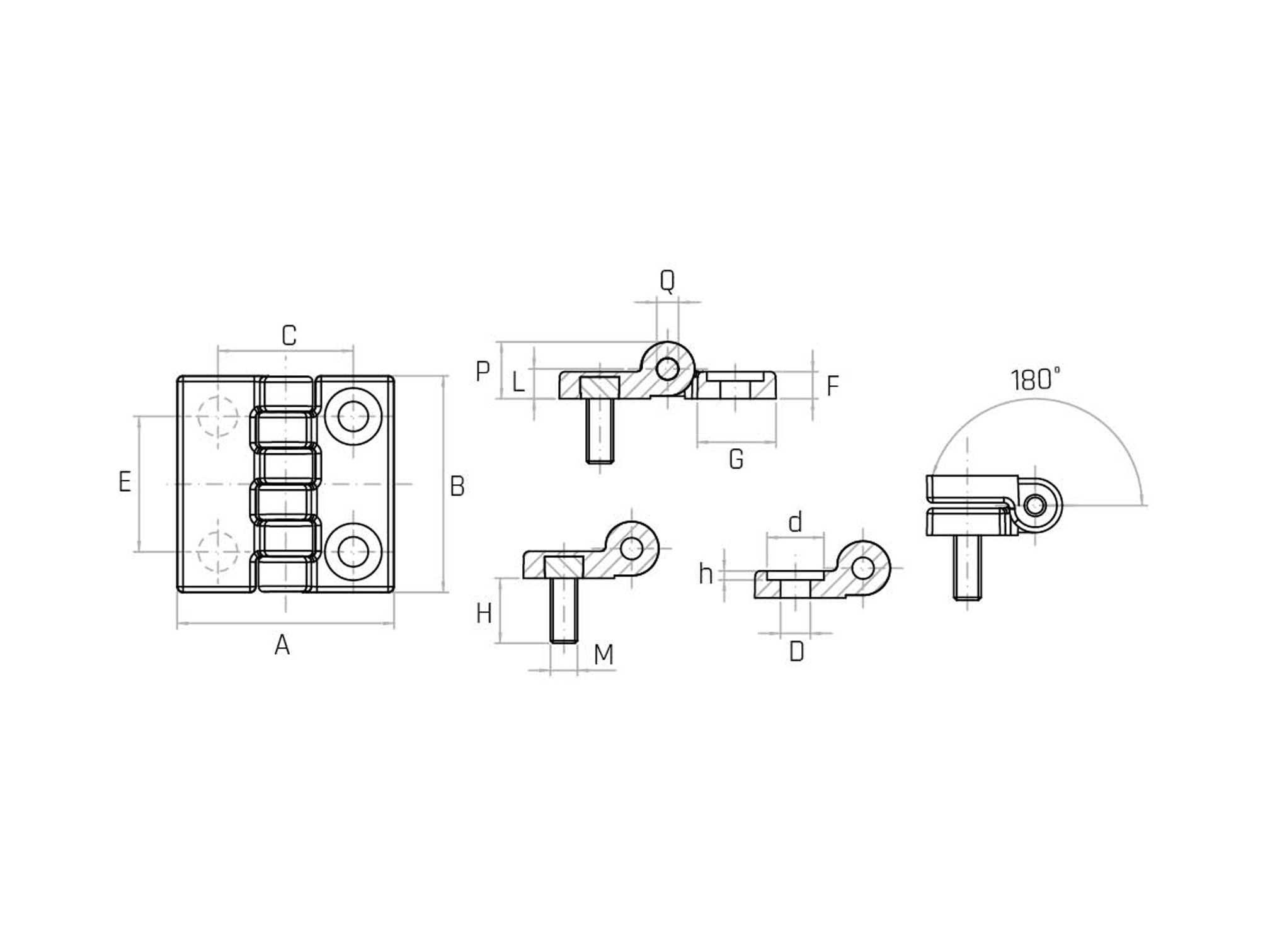 Flat hinge with pin and through hole for cylindrical head screw (Pack of 10 pcs) - CGP/TC - Gamm Flat hinge with pin and through hole for cylindrical head screw (Pack of 10 pcs) - CGP/TC - Gamm